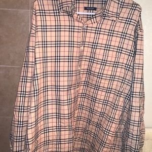Mens Burberrys Nova Check Plaid Button Down Size XL shirt